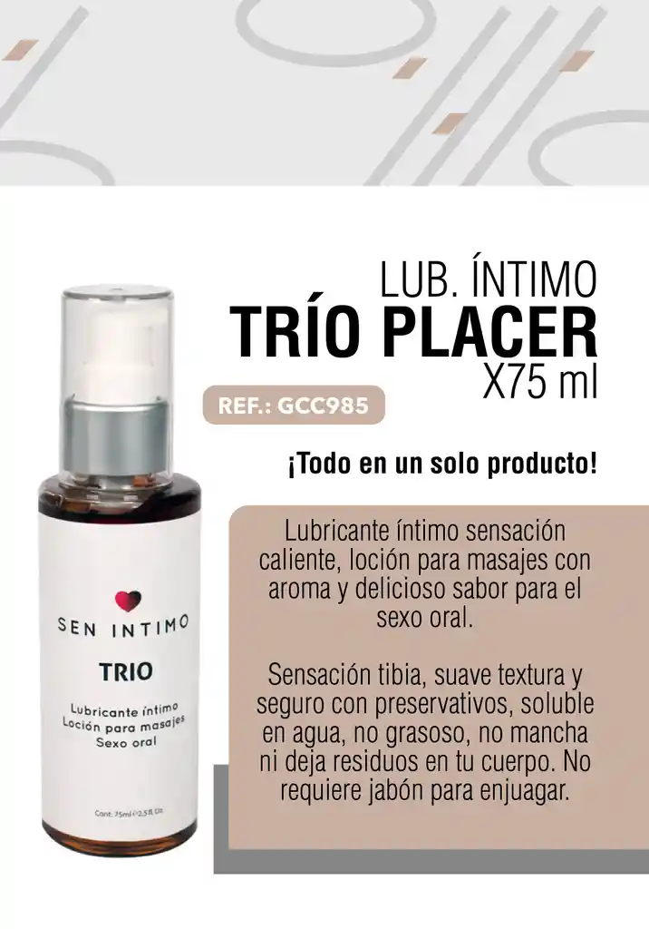 Lubricante Trio 75ml Sen Intimo