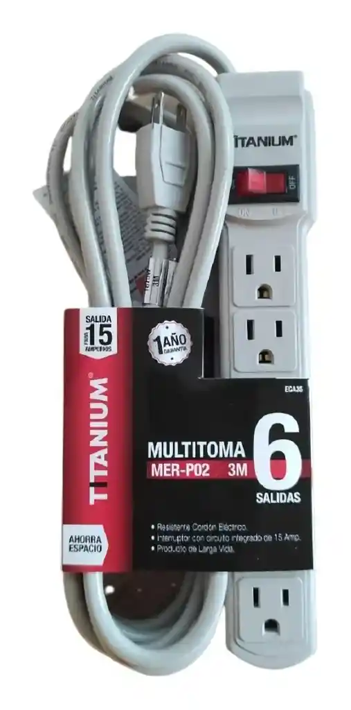 Multitoma Electrica 6 Conexiones X 5 Mts