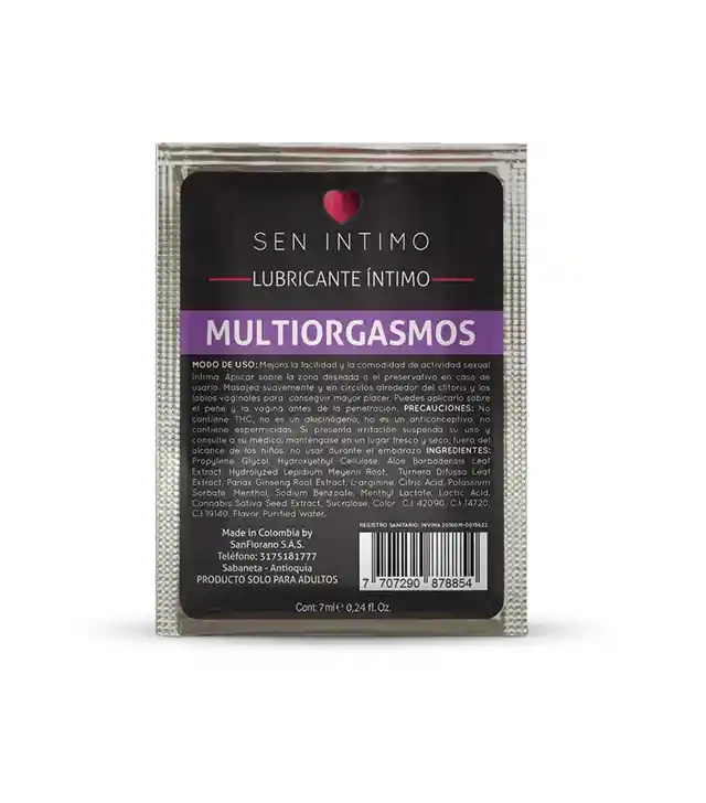 Lubricante Multiorgasmos 7ml Sen Intimo