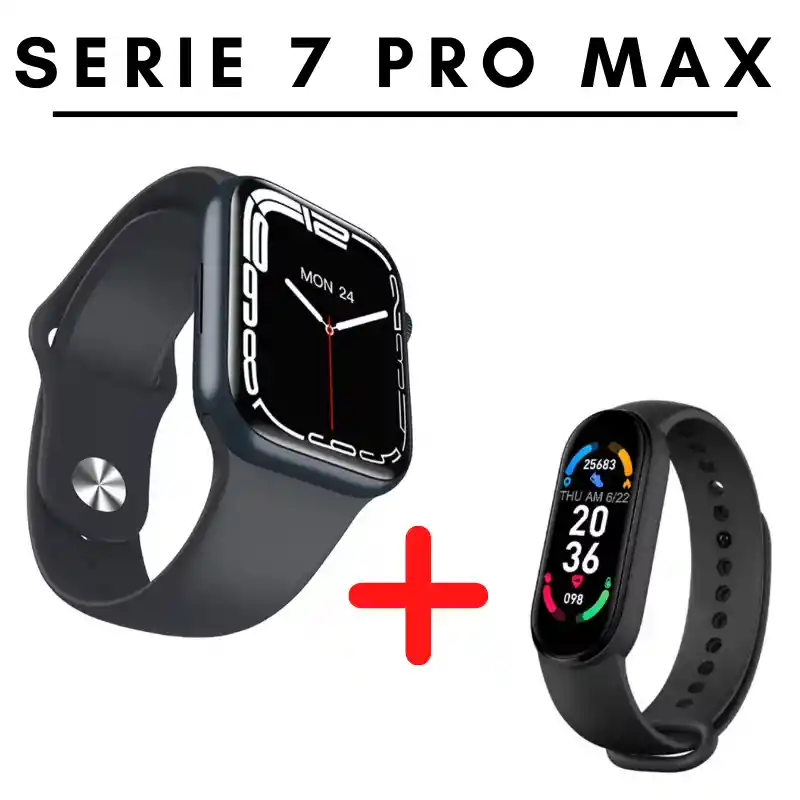 Smartwatch Serie 7 Pro Max Negro + Banda Inteligente De Obsequio