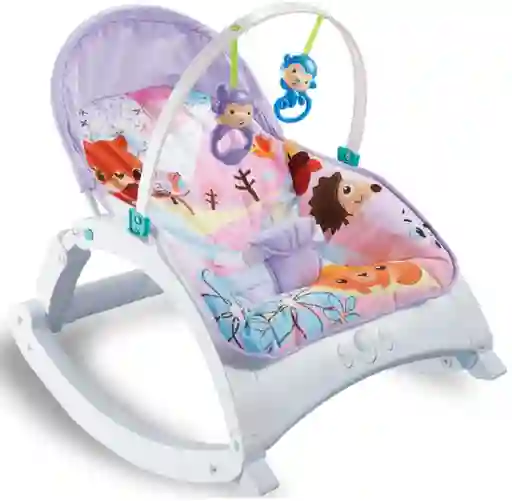 Silla Comedor Bebe Relajante Mecedora Musical Anti Reflujo Crece Conmigo 0-4 Años Con Bandeja Color Púrpura Ref. Baby Care