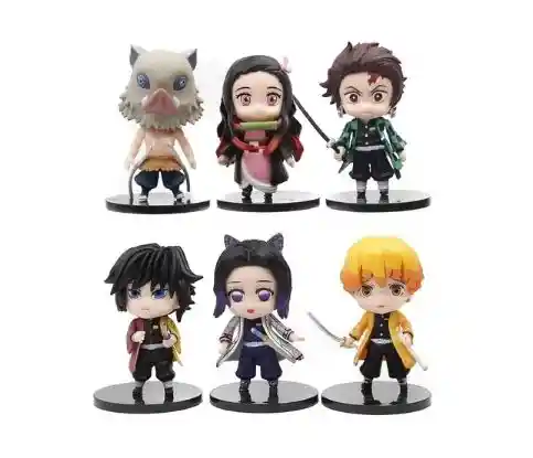 Demon Slayer 6 Pcs Mini De Cabeza Grande Figuras De Accion Coleccionbles Juguete