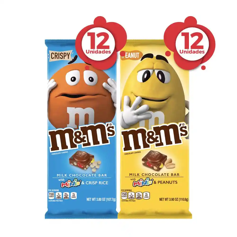 M&Ms Tabletas De Chocolate Mani Y Arroz Crujiente X 24 Unds