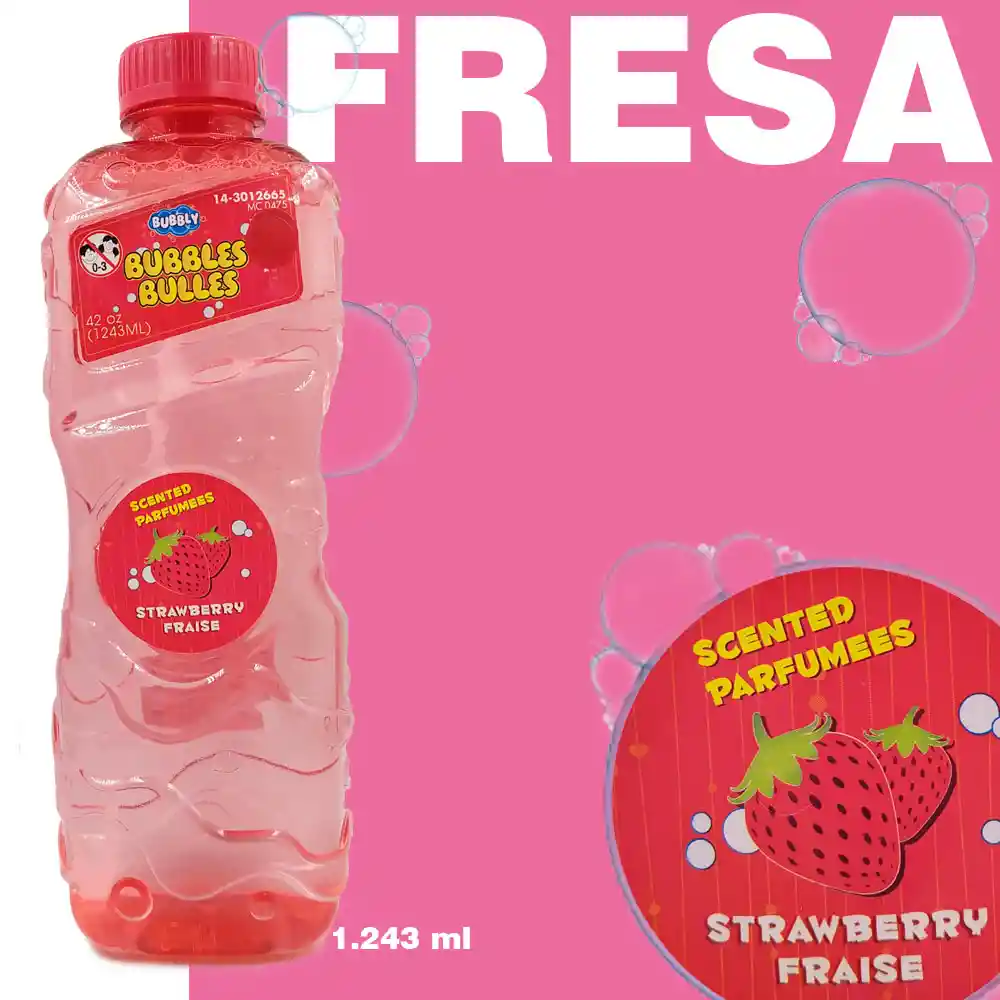 Liquido Burbujas 1.243 Ml Aroma Fresa Juegos Niños