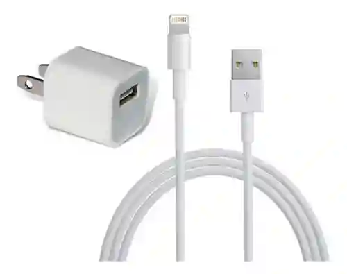 Cargador Iphone 5w + Cable 1m Lightning 5 6 7 8 X 11 Genérico