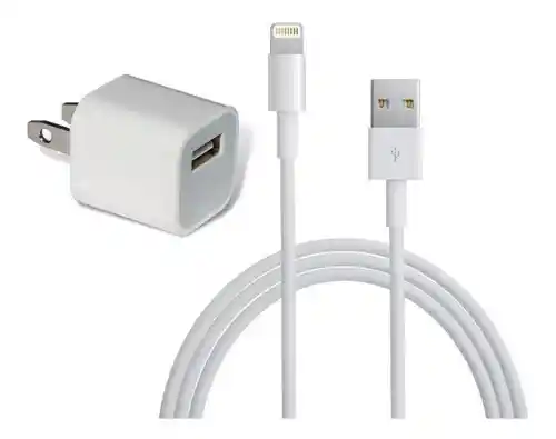 Cargador Iphone 5w + Cable 1m Lightning 5 6 7 8 X 11 Genérico