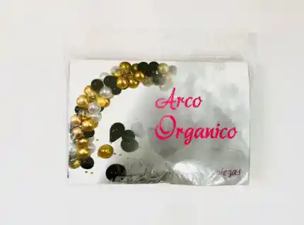 Kit Decoracion Arco De Globos Organico Negro Con Dorado