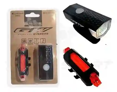 Combo Luz Gw Bicicleta Delantera Trasera Recargable Usb