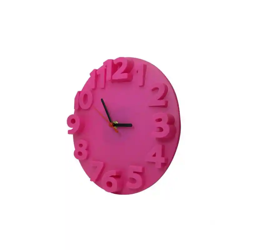 Reloj De Pared Alto Relieve Pequeño Color Fucsia