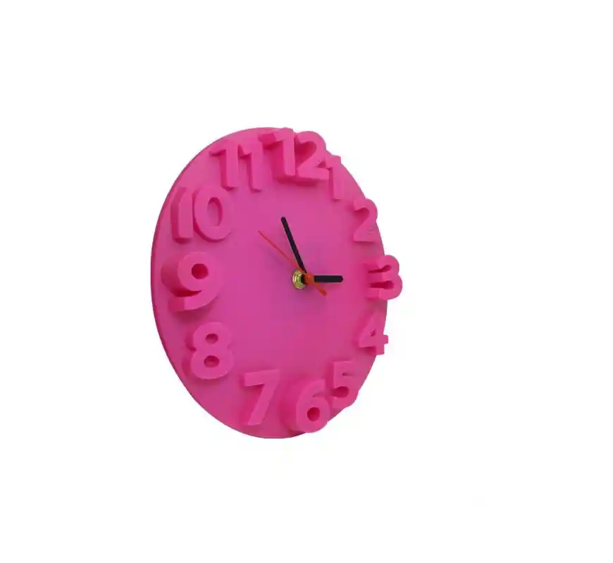 Reloj De Pared Alto Relieve Pequeño Color Fucsia