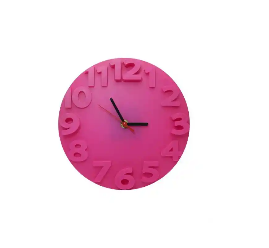 Reloj De Pared Alto Relieve Pequeño Color Fucsia