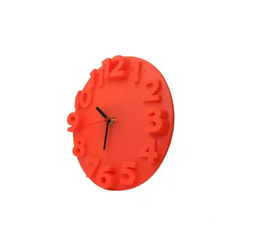 Reloj De Pared Alto Relieve Pequeño Color Naranja