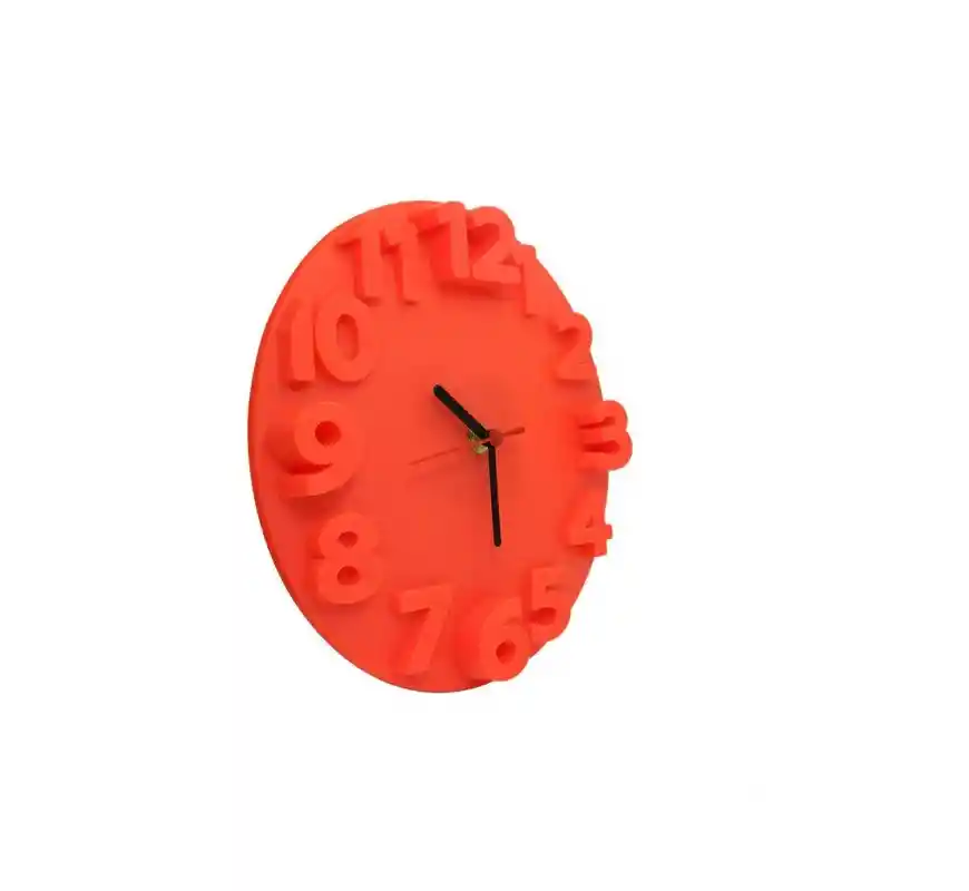 Reloj De Pared Alto Relieve Pequeño Color Naranja