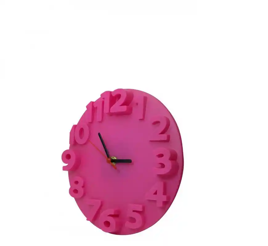 Reloj De Pared Alto Relieve Mediano Color Fucsia