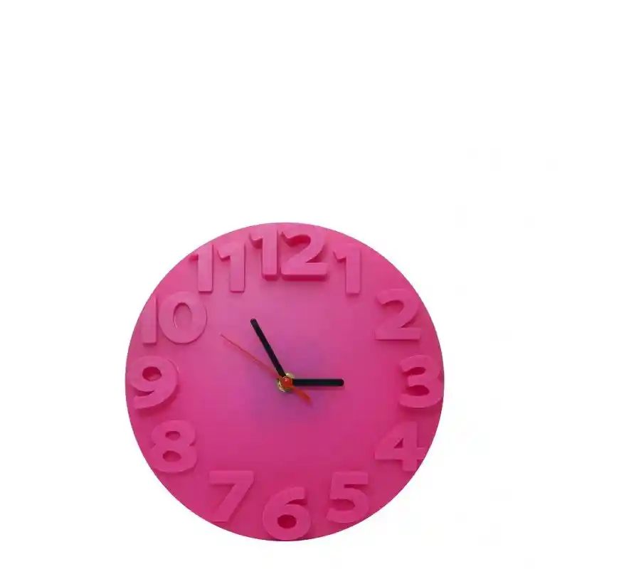 Reloj De Pared Alto Relieve Mediano Color Fucsia