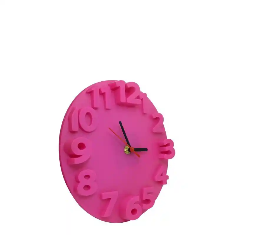 Reloj De Pared Alto Relieve Mediano Color Fucsia