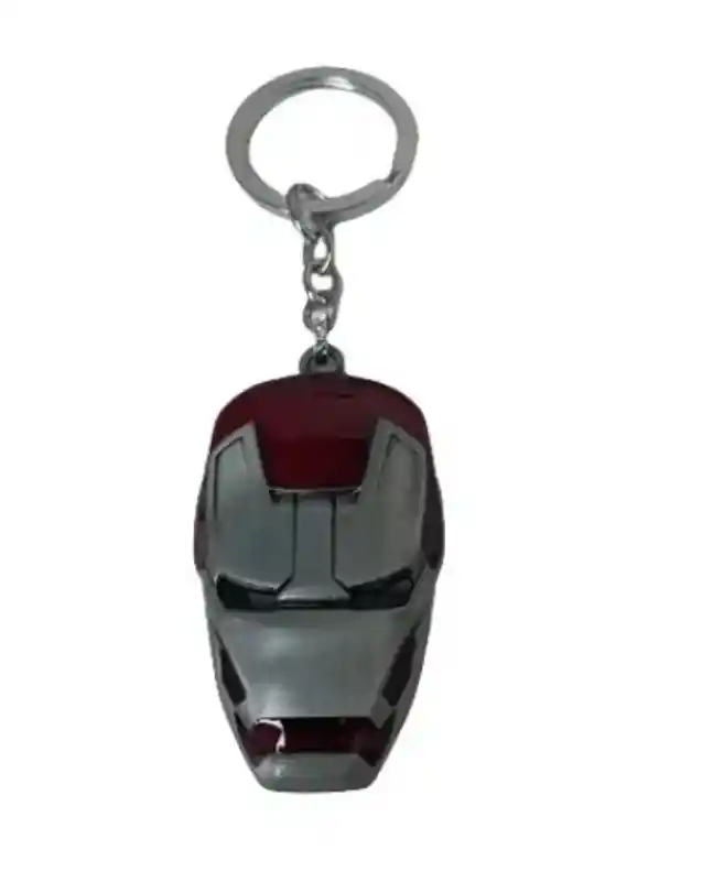 Llavero Lujo Mascara Iron Man Rojo Con Plateado