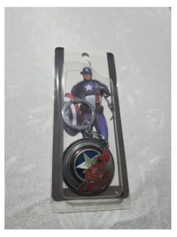 Llavero Lujo Capitan America Escudo Plata Giratorio Vs Hydra