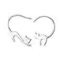 Aretes Aros Para Mujer Gato Fabricados En Plata 925