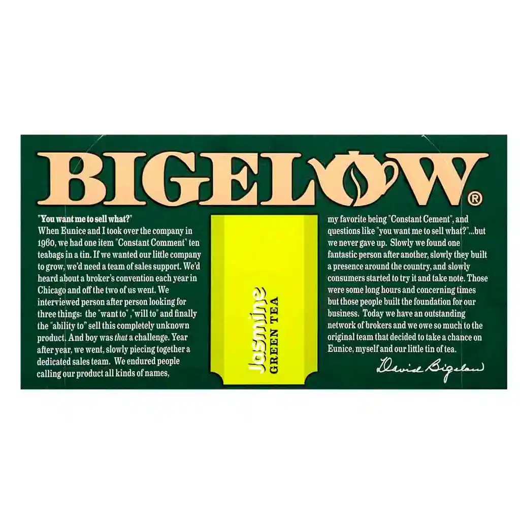 Bigelow Té Verde Jasmine Green Tea 20 Bolsitas .91 Oz (25 G)