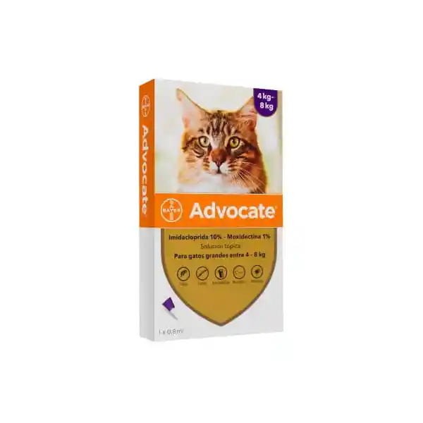 Advocate Antipulgasgatos 4 A 8 Kg Desparasitante Interno Externo