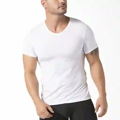 Camiseta Cuello V De Microfibra Premium (3987) Blanco S