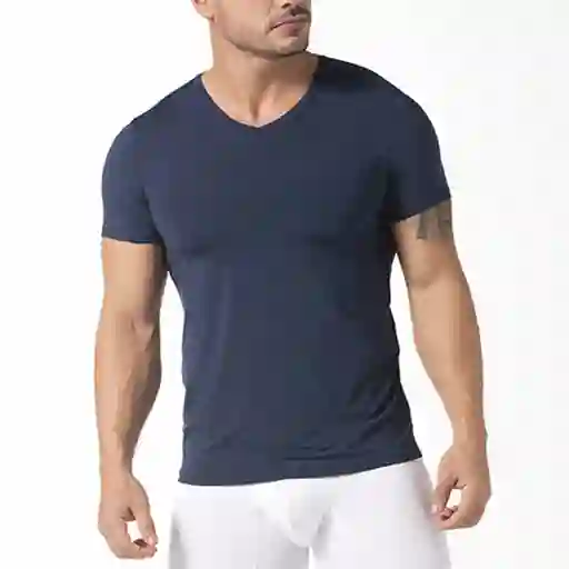 Camiseta Cuello V De Microfibra Premium (3987) Azul Oscuro Xl