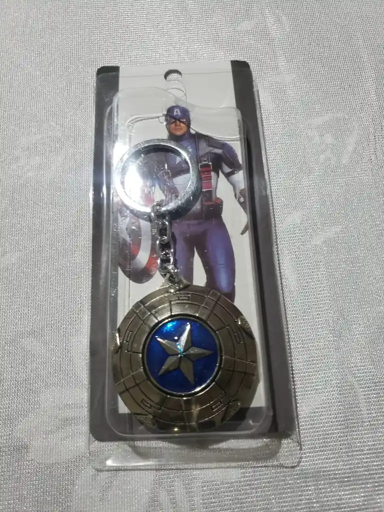 Llavero Lujo Capitan America Escudo Plata Giratorio