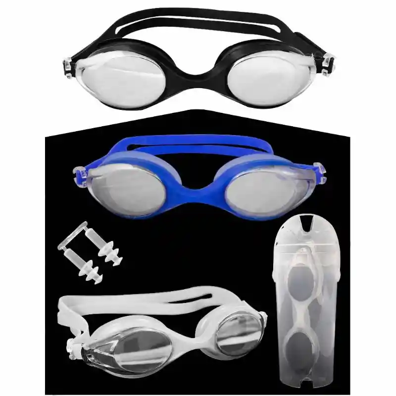 Gafas Natación + Tapa Oídos + Estuche Lentes Espejo Piscina