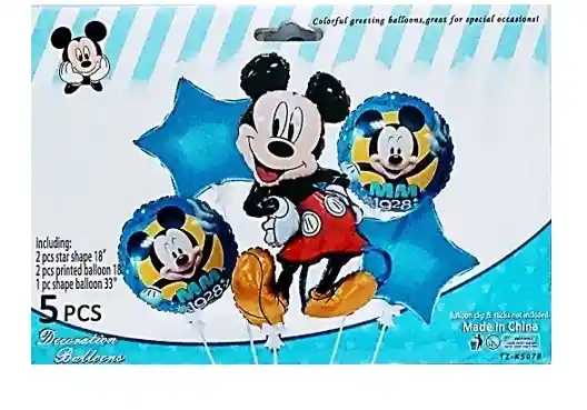 Disponible - Globo Metalizado Bouquet 5 Piezas Mickey