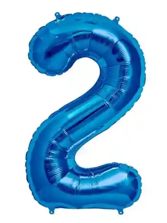 Globo Metalizado Numero 2 Azul De 32 Pulgadas