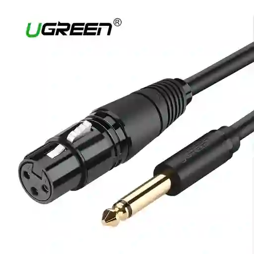 Cable Microfono 6.35 Macho A Xlr Hembra 3mt Ugreen 20720