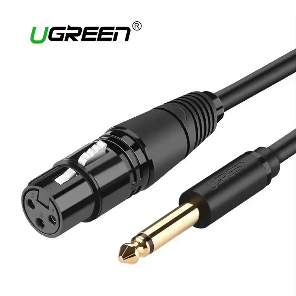 Cable Microfono 6.35 Macho A Xlr Hembra 3mt Ugreen 20720