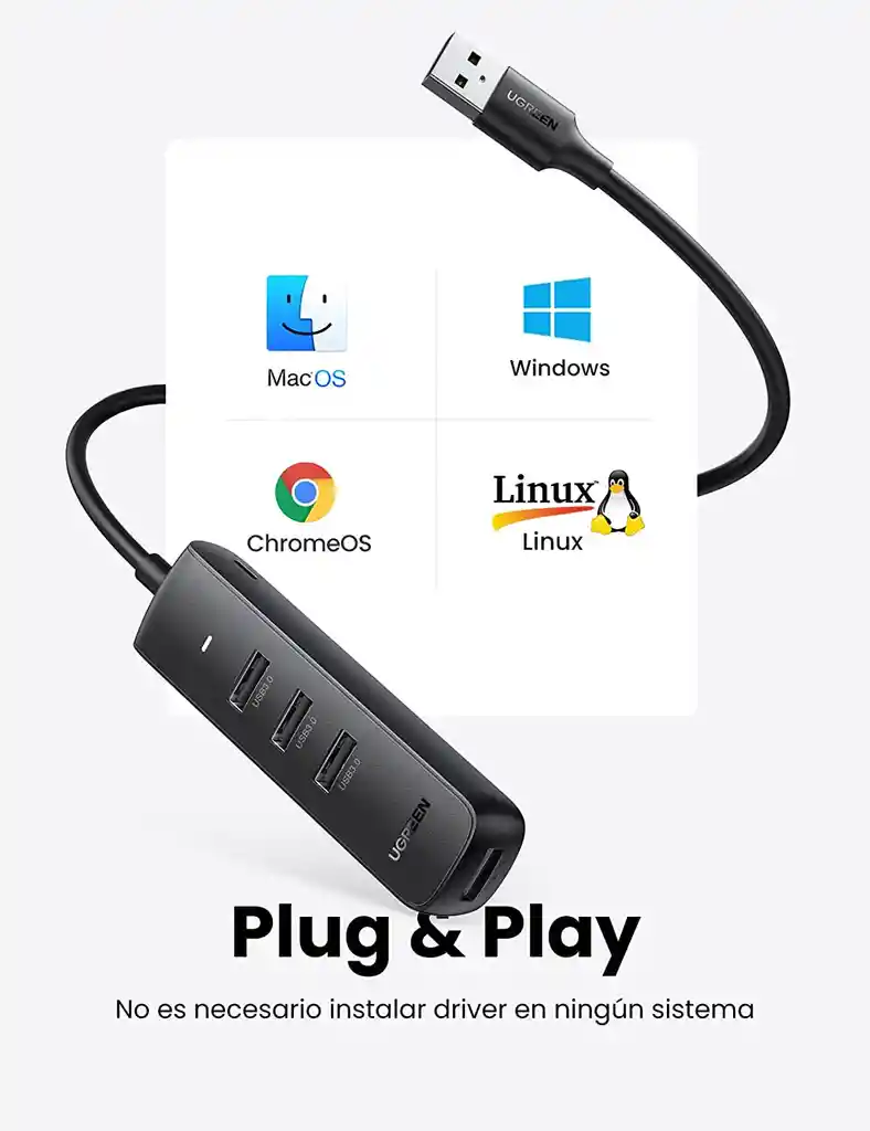Hub Usb 3.0 A 4 Puertos Ugreen 80657