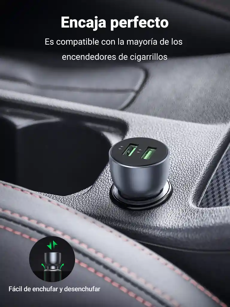 Cargador De Coche Rápido Qc 3.0+ Dual Usb-a 36w Ugreen 10144