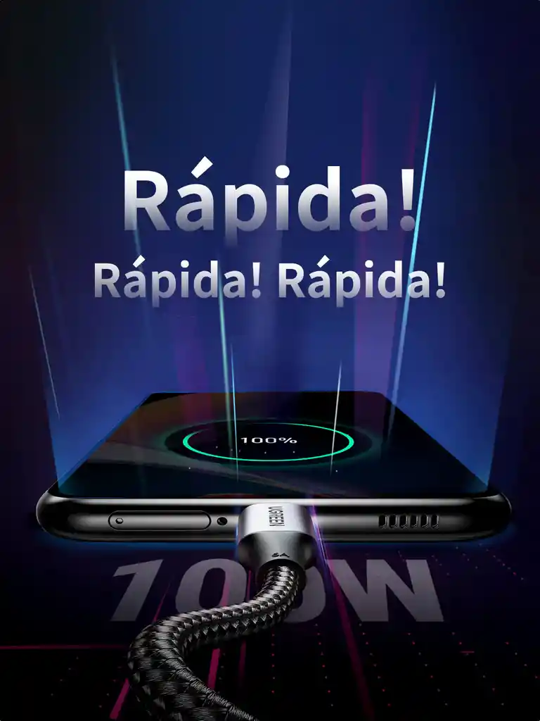 Cable Tipo C A Tipo C De Carga Rápida 100w 1mt Ugreen 70427