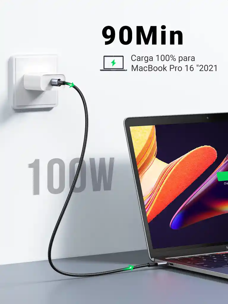 Cable Tipo C A Tipo C De Carga Rápida 100w 1mt Ugreen 70427