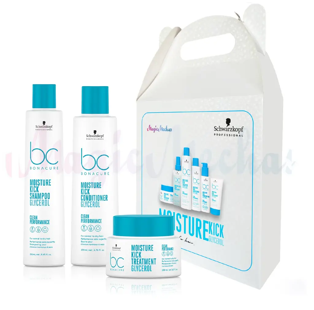 kit bonACURE moisture kick shampo 250ml +acondicionador 200ml+ mascarilla 200ml