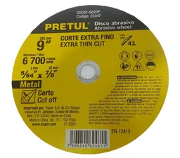 Disco De Corte Metalico 9 Pulg