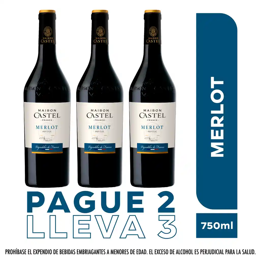 Maison Castel Pague 2 Lleve 3 Vino Merlot, 750 Ml