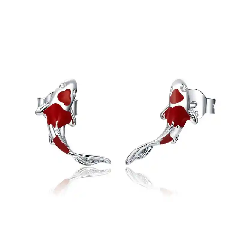 Aretes Pendientes Topos Para Mujer Pez Fabricados En Plata 925