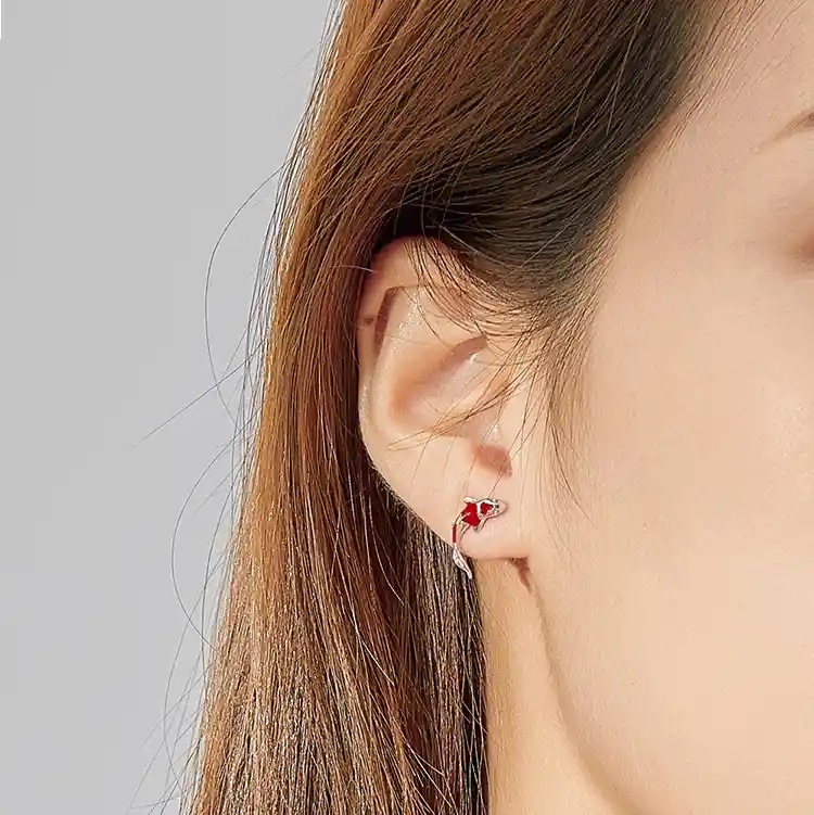 Aretes Pendientes Topos Para Mujer Pez Fabricados En Plata 925