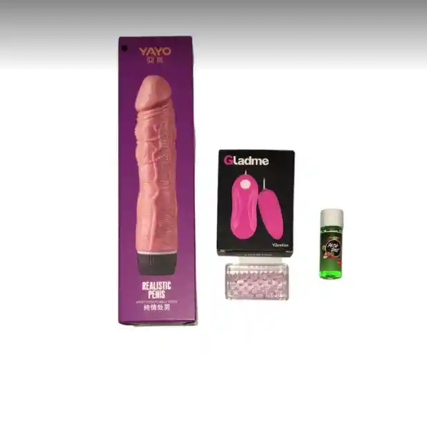 Kit Juego Sexual Excitante Dildo+ Huevo Vibrador+gel Con Sabor+ Funda Dedo Masturbador