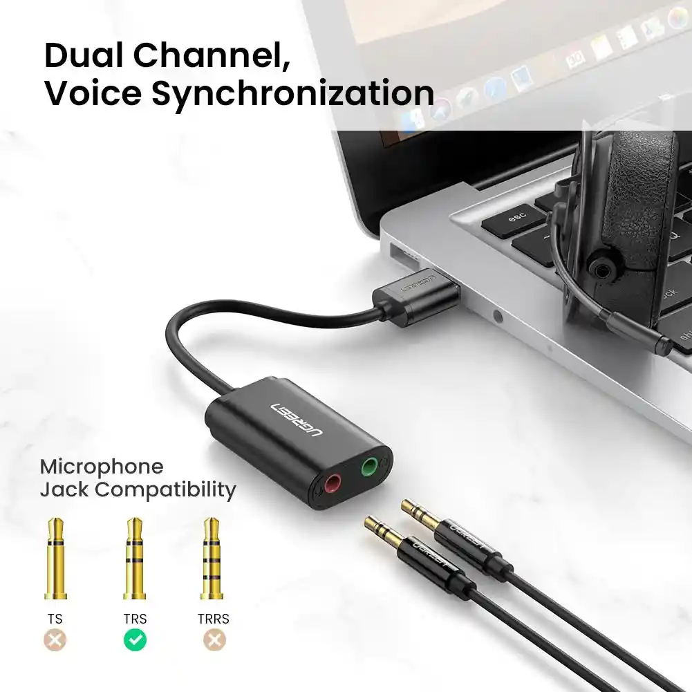 Adaptador De Sonido Estéreo Externo Usb-a Ugreen 40964