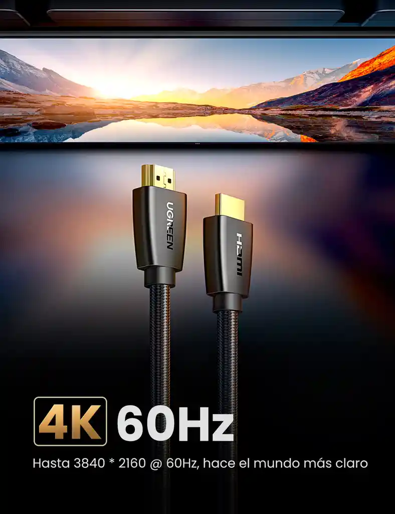 Cable Hdmi 4k Macho A Macho Con Trenza 2mt Ugreen 40410