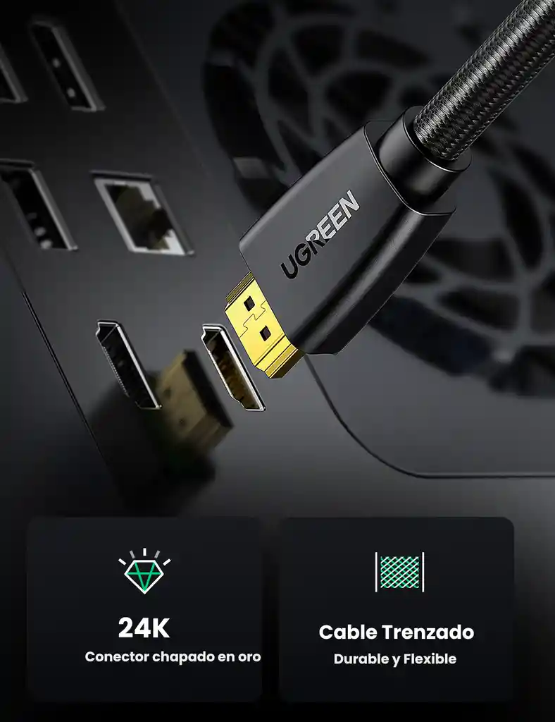 Cable Hdmi 4k Macho A Macho Con Trenza 2mt Ugreen 40410