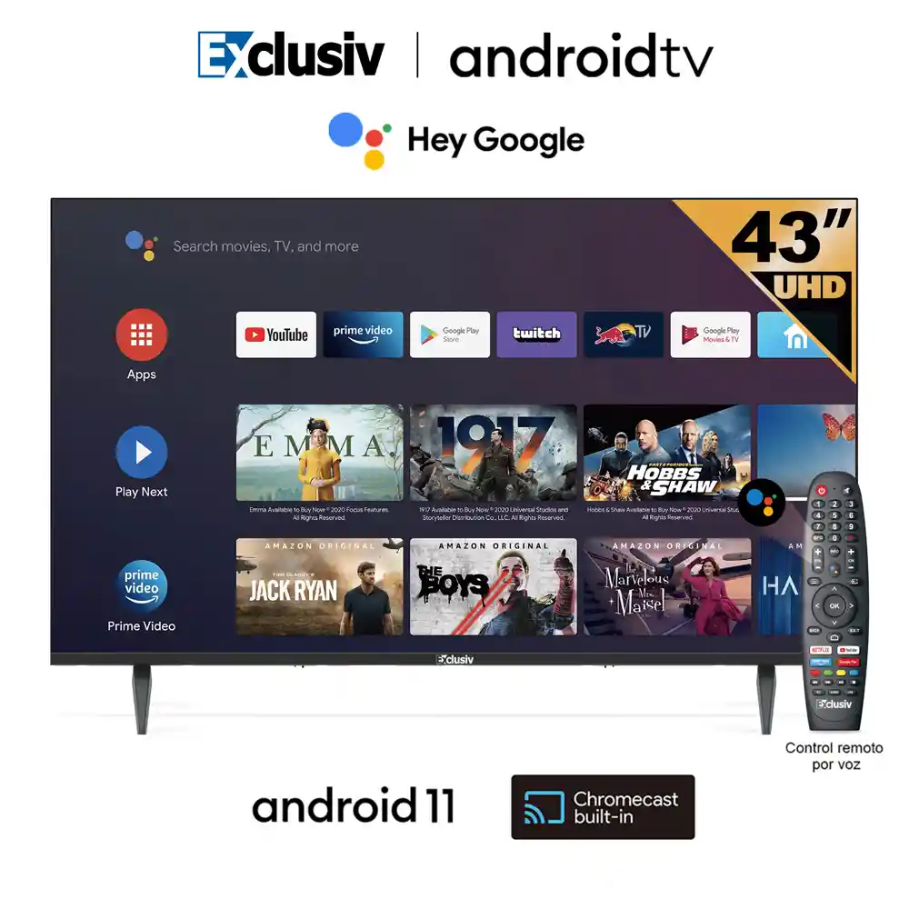 Exclusiv Televisor43" Led Uhd Smart 4K Android E43V2Ua