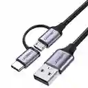 Cable Usb 2.0 A Micro Usb + Usb-c Macho 3a 1mt Ugreen 30875