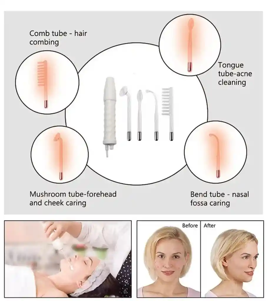 Alta Frecuencia Portátil Facial Y Corporal 4 Electrodos