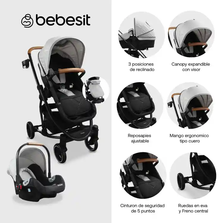 Coche Travel System Prima Gray